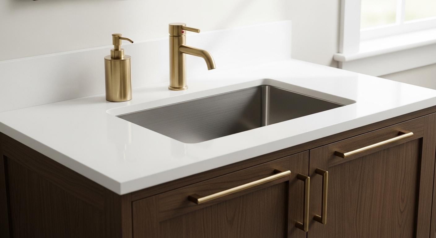 brass faucet with silver sink