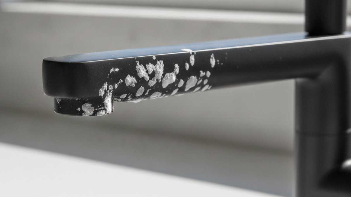 hard water stains on matte black faucet